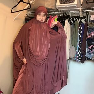 2 piece dark dusty rose convertible khimar